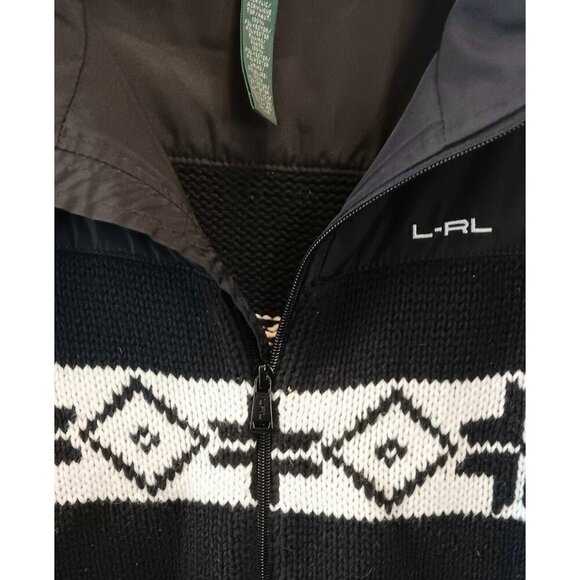 Ralph Lauren LRL Sweater Jacket Black Cream Aztec Southwestern Western L - Picture 3 of 9